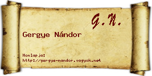 Gergye Nándor névjegykártya